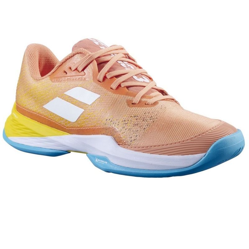 Женские теннисные кроссовки Babolat Jet Mach 3 AC, Coral/Gold Fusion