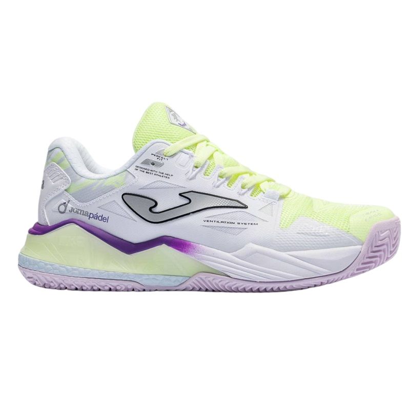 Женские кроссовки для падела Joma Spin Lady, White/Neon Yellow