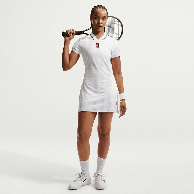 Женские теннисное платье Nike Court Slam, White/Gorge Green